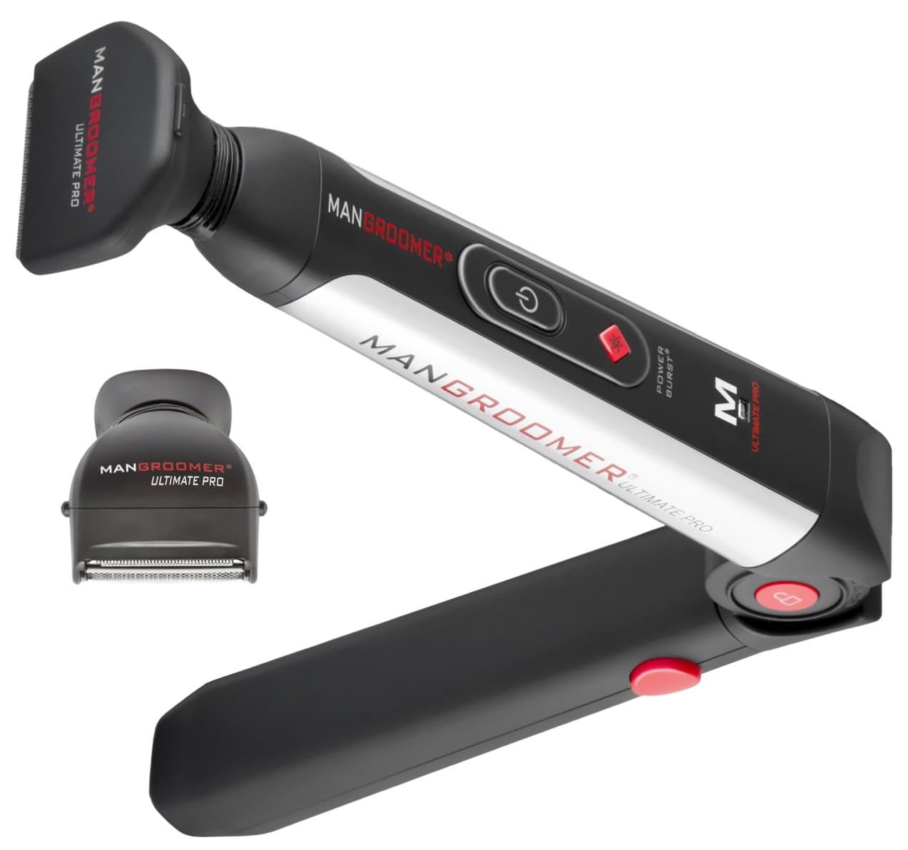Ultimate Pro Back Shaver with 2 Shock Absorber Flex Heads, Black and Red, 1 Count