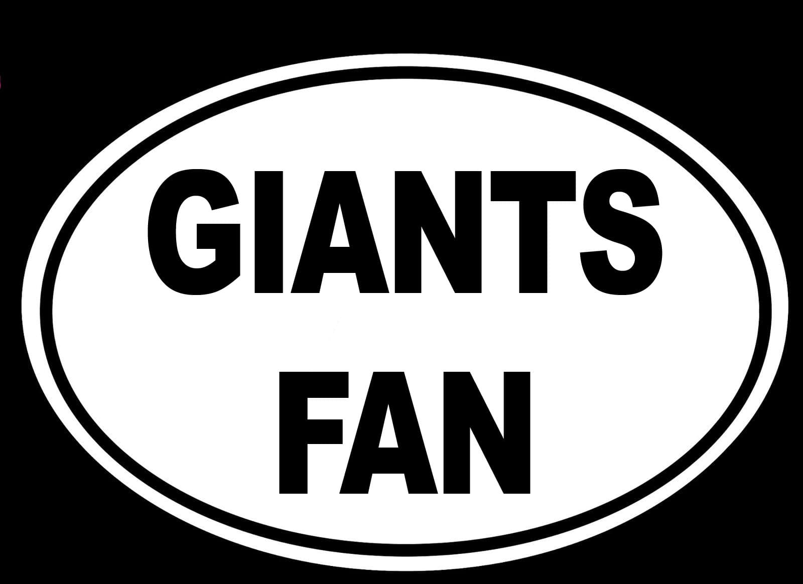 GIANTS FAN Euro Oval Solid 6" (color: WHITE) Vinyl Decal Window Sticker for Cars, Trucks, Windows, Walls, Laptops, and other stuff.
