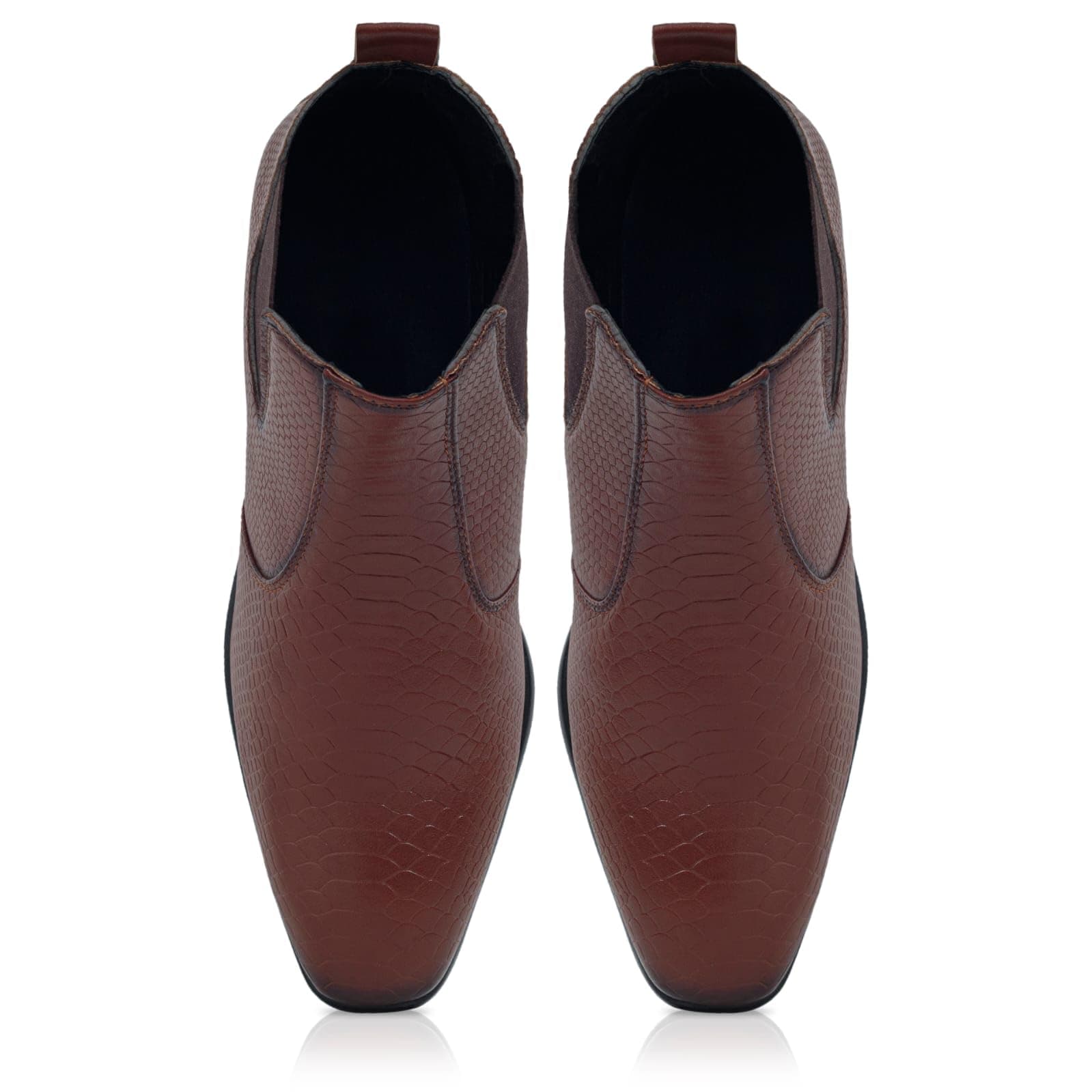 GenericMen's Chelsea Boots, Snake Pattern Leather, Black Ankle Boots with Elastic Side Panels, Stylish & Versatile Formal & Casual & Versatile