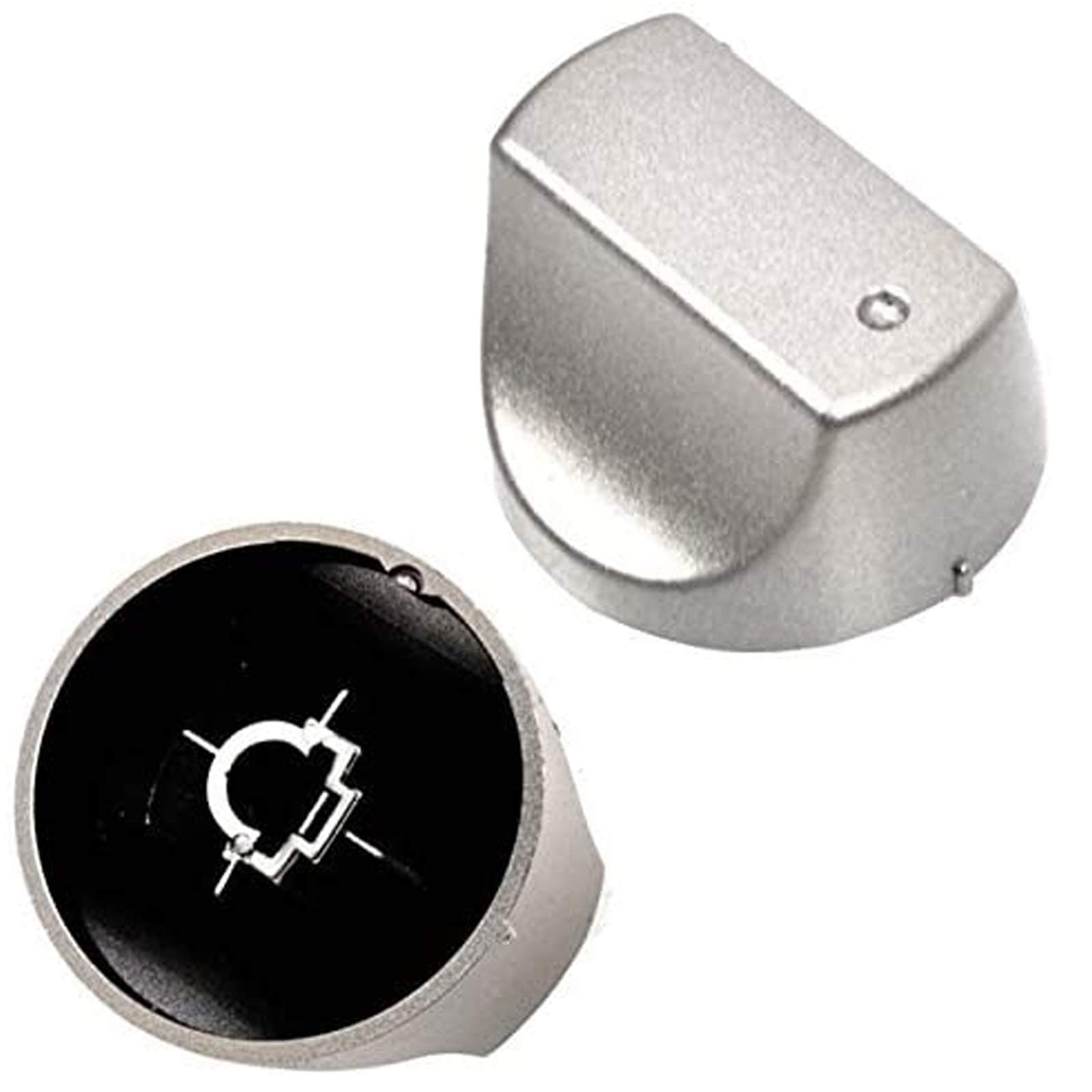 SPARES2GO Hot-Ari ix Control Switch Knobs for Hotpoint Oven Cooker Hob (Silver, Pack of 2)