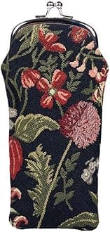 Signare Tapestry Glasses Case for Women Eyeglass Case in Morning Garden Black Design (GPCH-MGDBK)