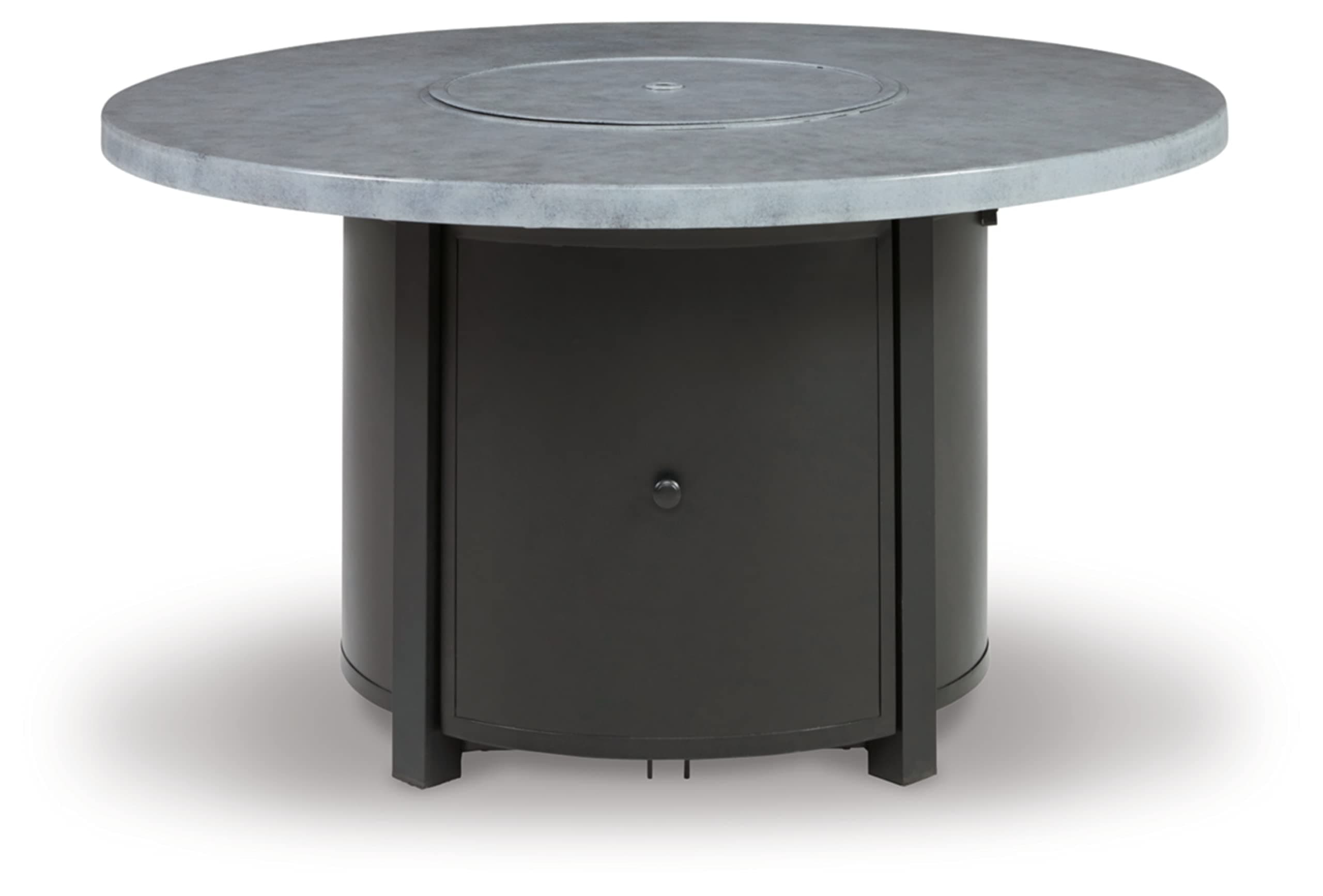 Signature Design by Ashley Coulee Mills Modern Fire Pit Table with Battery-Operated Ignition System, Black & Light Gray