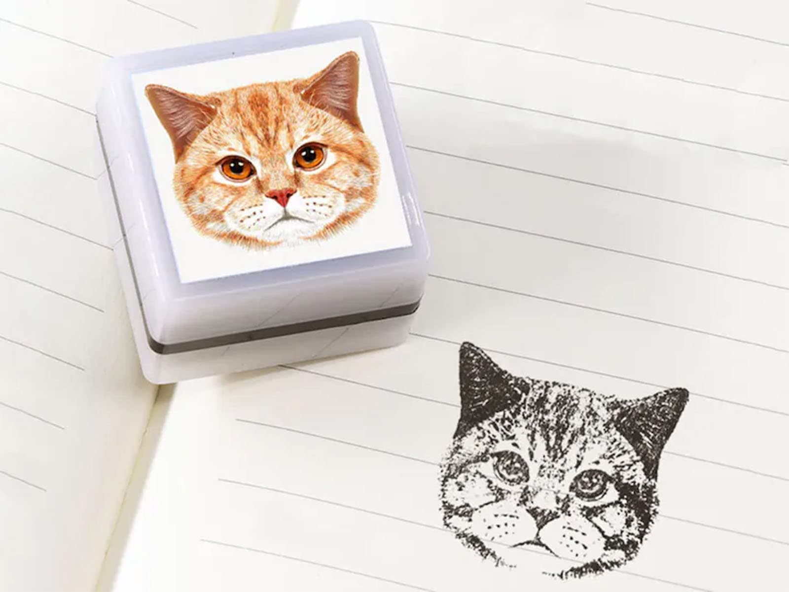 Personalized Pet Stamp - Custom Dog or Cat Portrait Face - Gift Idea for Animal Lovers (White)