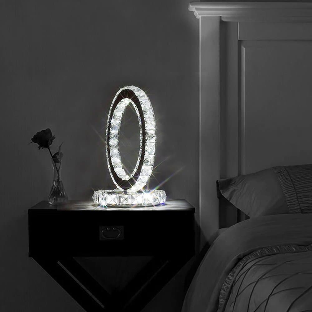 Bedside Crystal Table Lamp, Touch Crystal Lamps, 3-Way Dimmable Lamp with Crystal Shade for Living/Bedroom