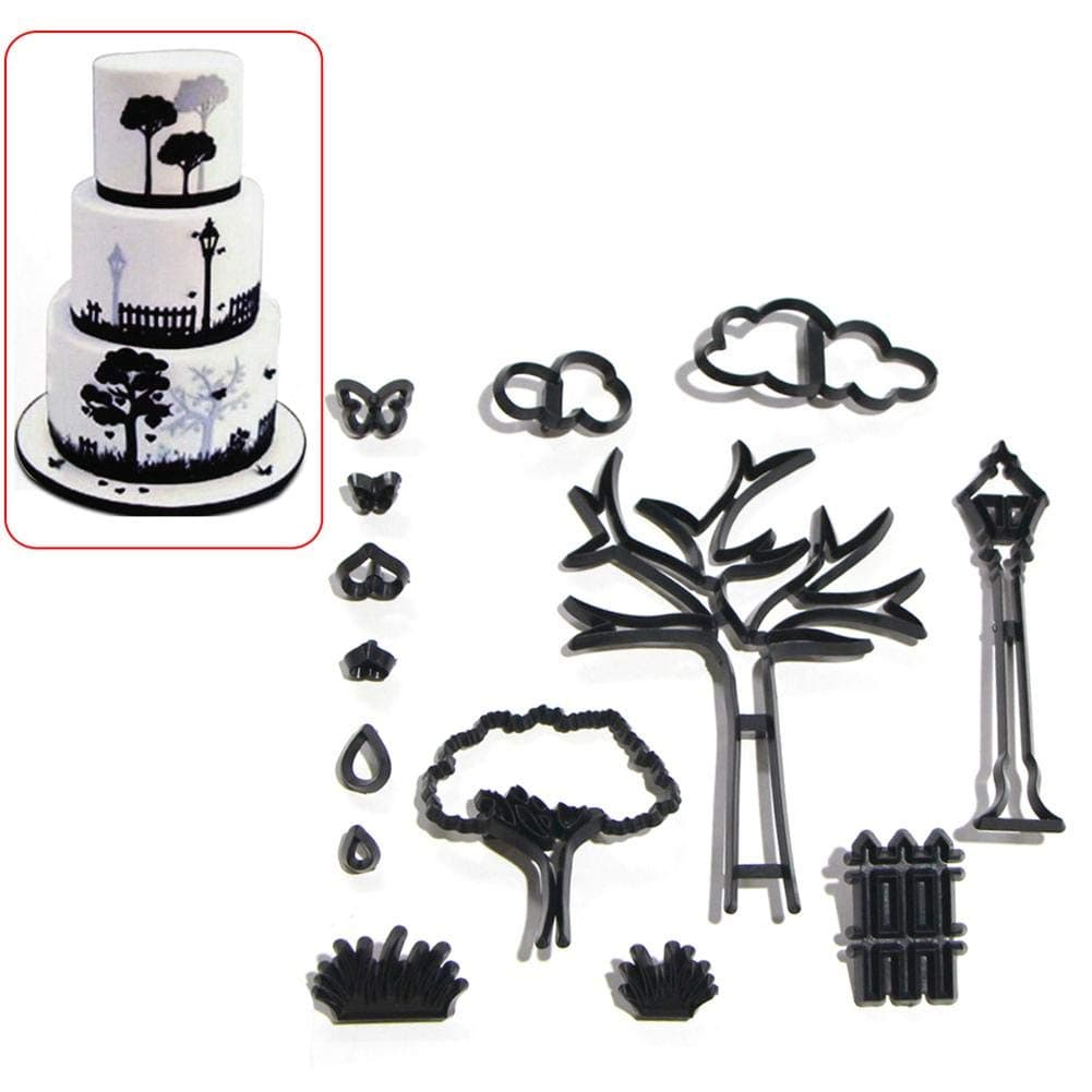 14pcs Patchwork Cutters - Countryside Silhouette Set Printing Mold Cookie Cutting Sugarcraft Cutter Sugarcraft And Cake