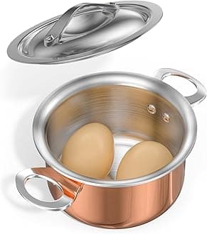 Macevia Mini Sauce Pan with Lid,Copper Butter Warmer Small Pot, Multipurpose Use for Home Kitchen or Restaurant (13.5oz/400ml)