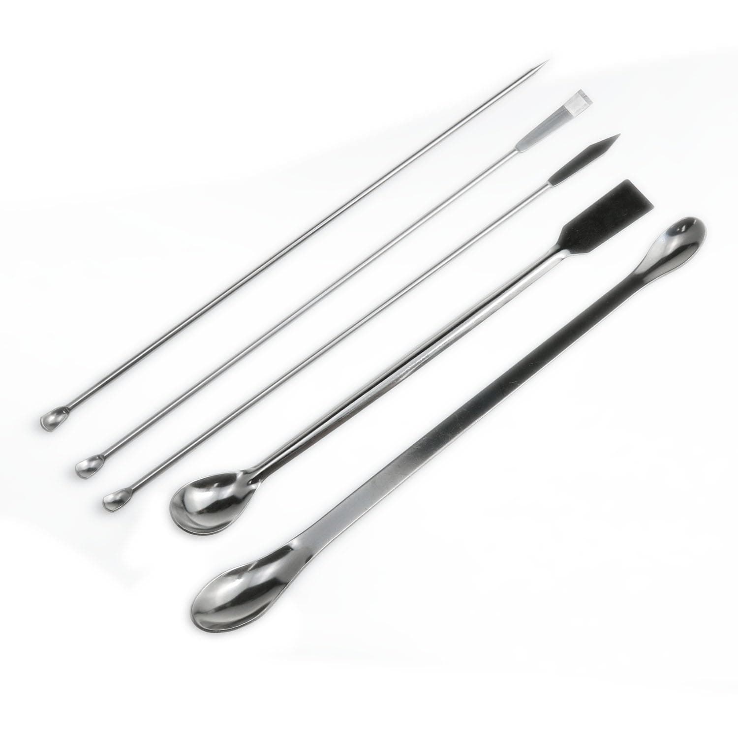 1 Set Stainless Steel Micro Lab Sampling Scoop Spatulas Combination Reagent Spoon Laboratory Supplies (Pack of 5)