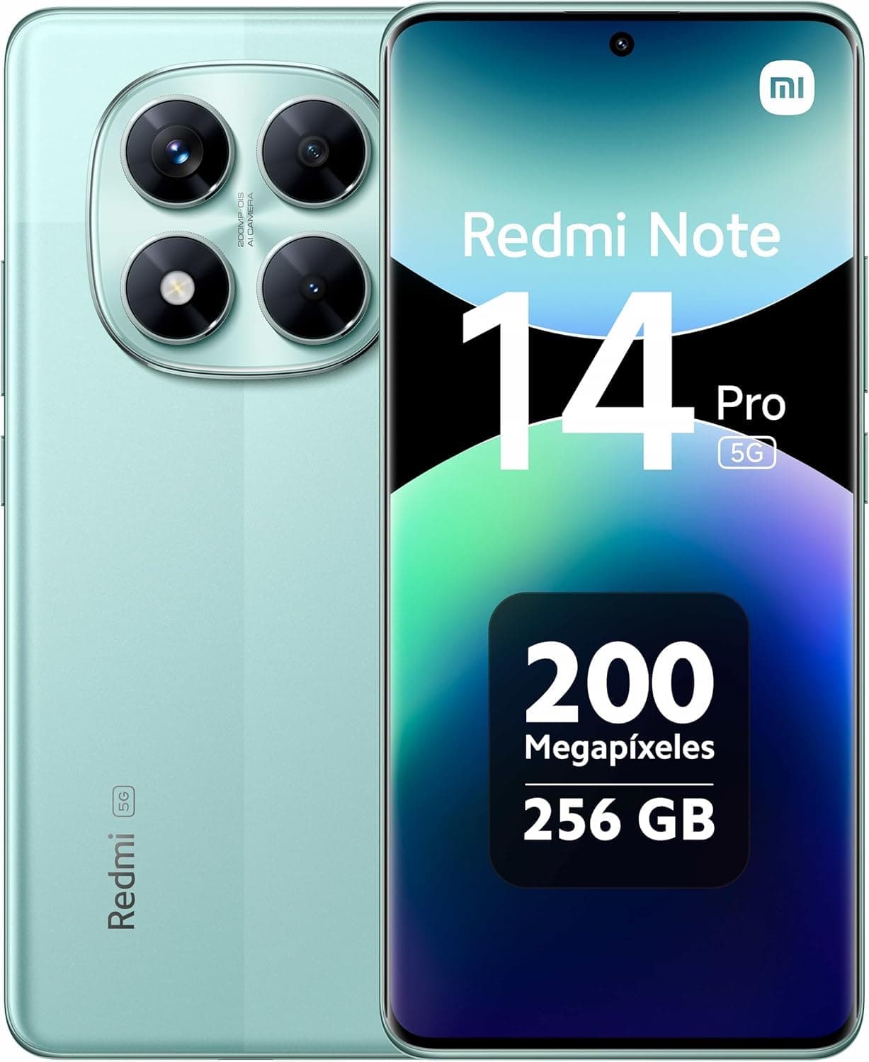 Redmi Note 14 Pro 5G + 4G LTE (for Tmobile Mint Tello & Global) (256GB + 8GB) NFC 6.67" 120Hz 200MP Pro AI Camera Model 24090RA29G Unlocked Dual Sim (Coral Green)