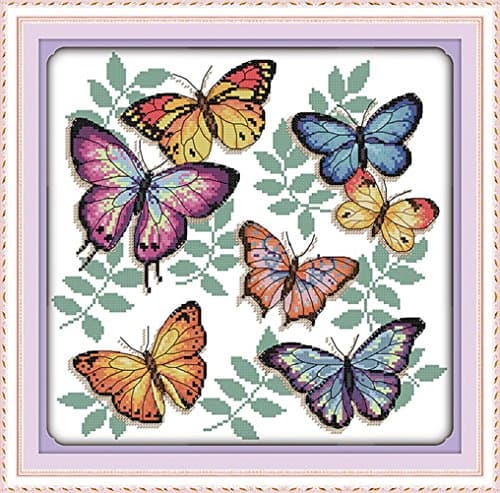 DIY Home Decor Counted Cross Stitch Kits Egypt Cotton Thread Animals Embroidery Kits The Colorful Butterflies