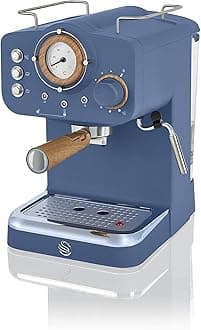 SwanSK22110BLUN Nordic Espresso Coffee Machine with Milk Frother, Steam Pressure Control, 1.2L Detachable Water Tank, 1100W, Nordic Blue