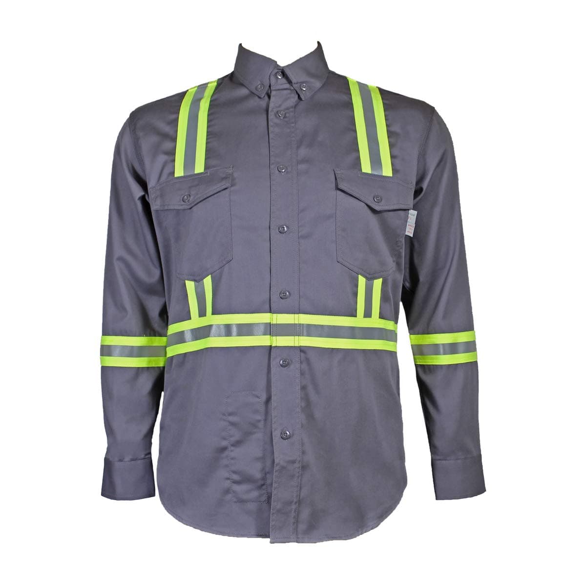 Men's Flame Resistant Reflective Button Shirt L Gray