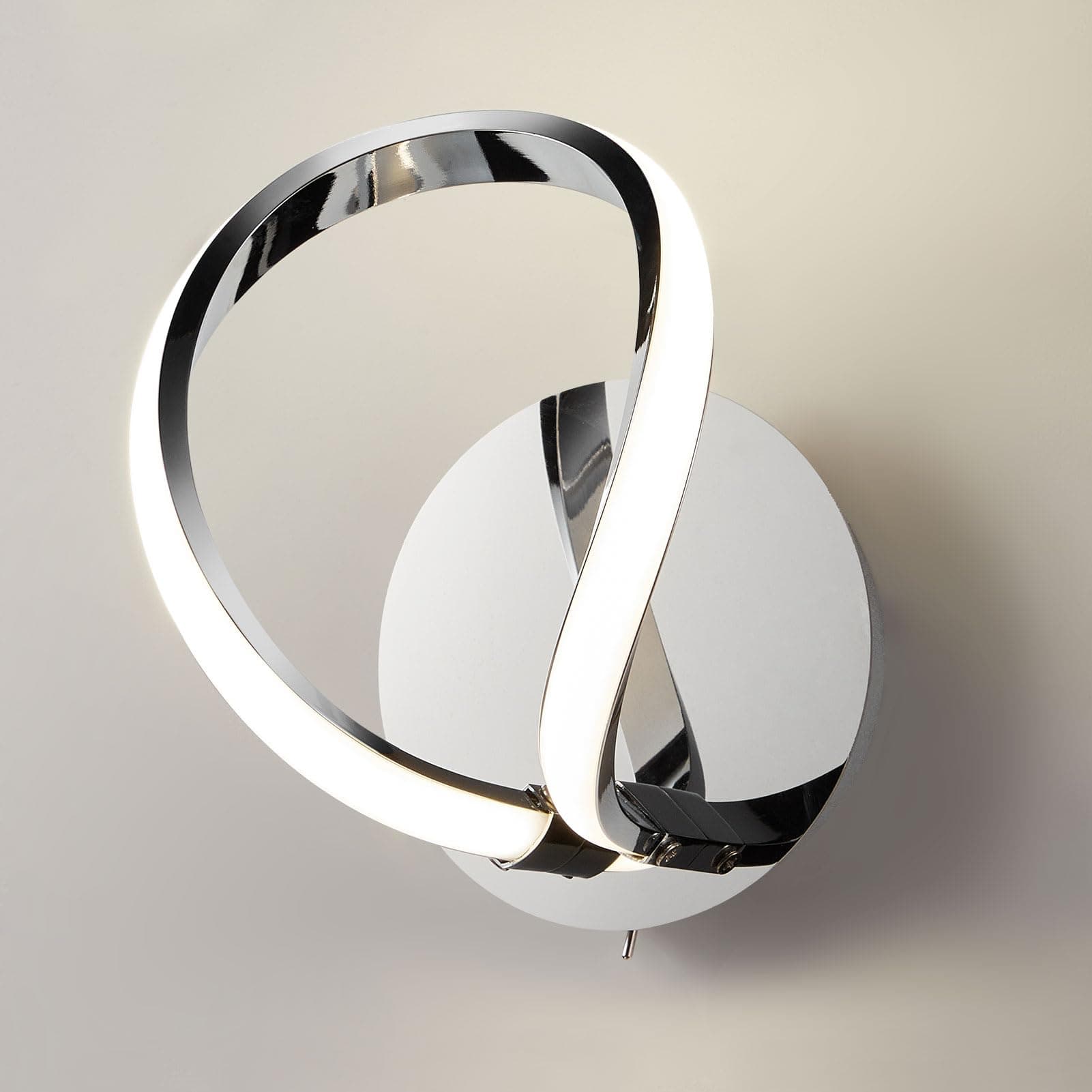 HARPER LIVING Halo Modern LED Wall Light with Toggle Switch, Polished Chrome Finish, 12 Watts 680 Lumens Natural White, Ideal for Bedroom, Living Room, Hallway, Hotel, B and B