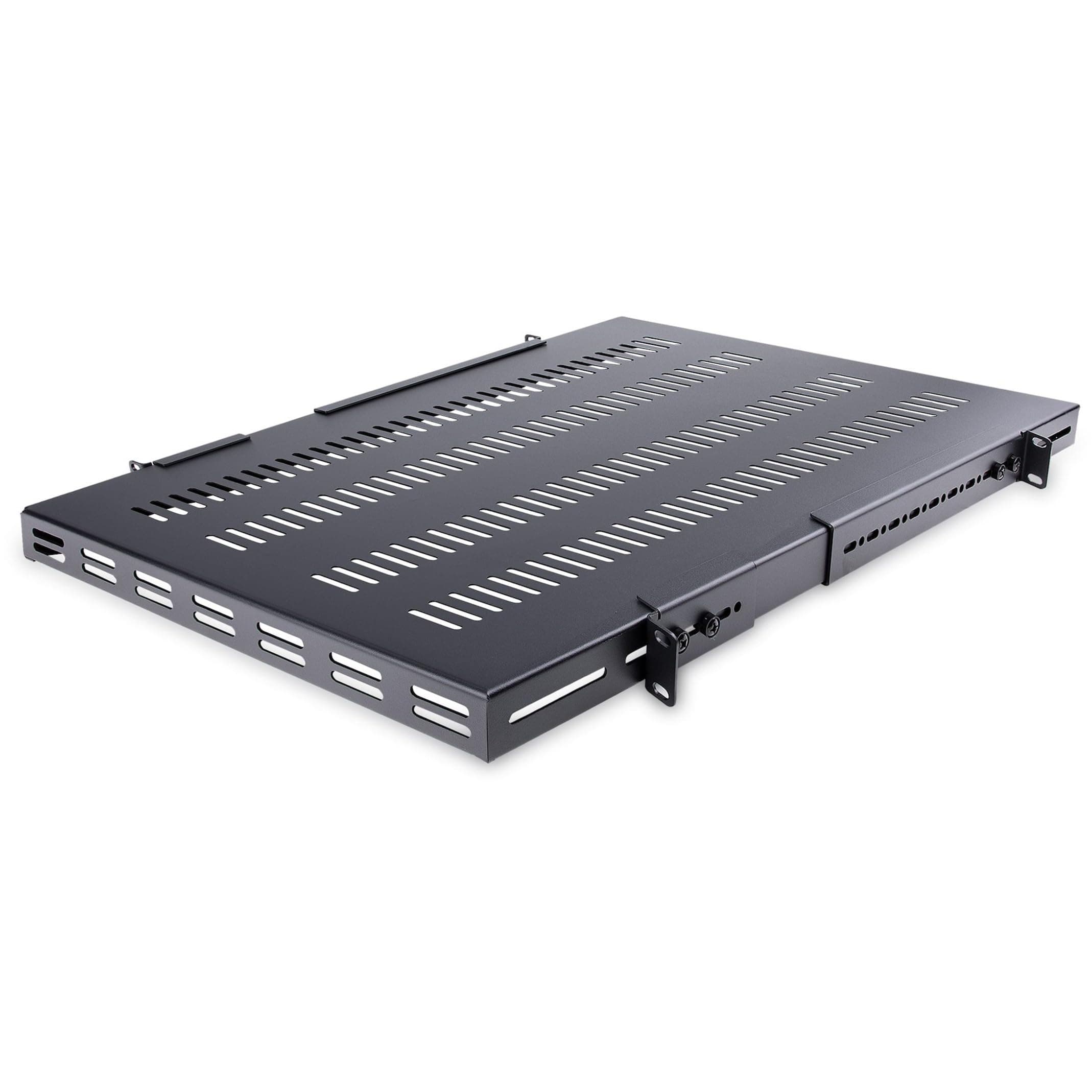 1U Adjustable Mounting Depth Vented Rack Mount Shelf - Heavy Duty Fixed Server Rack Cabinet Shelf - 250lbs / 113kg