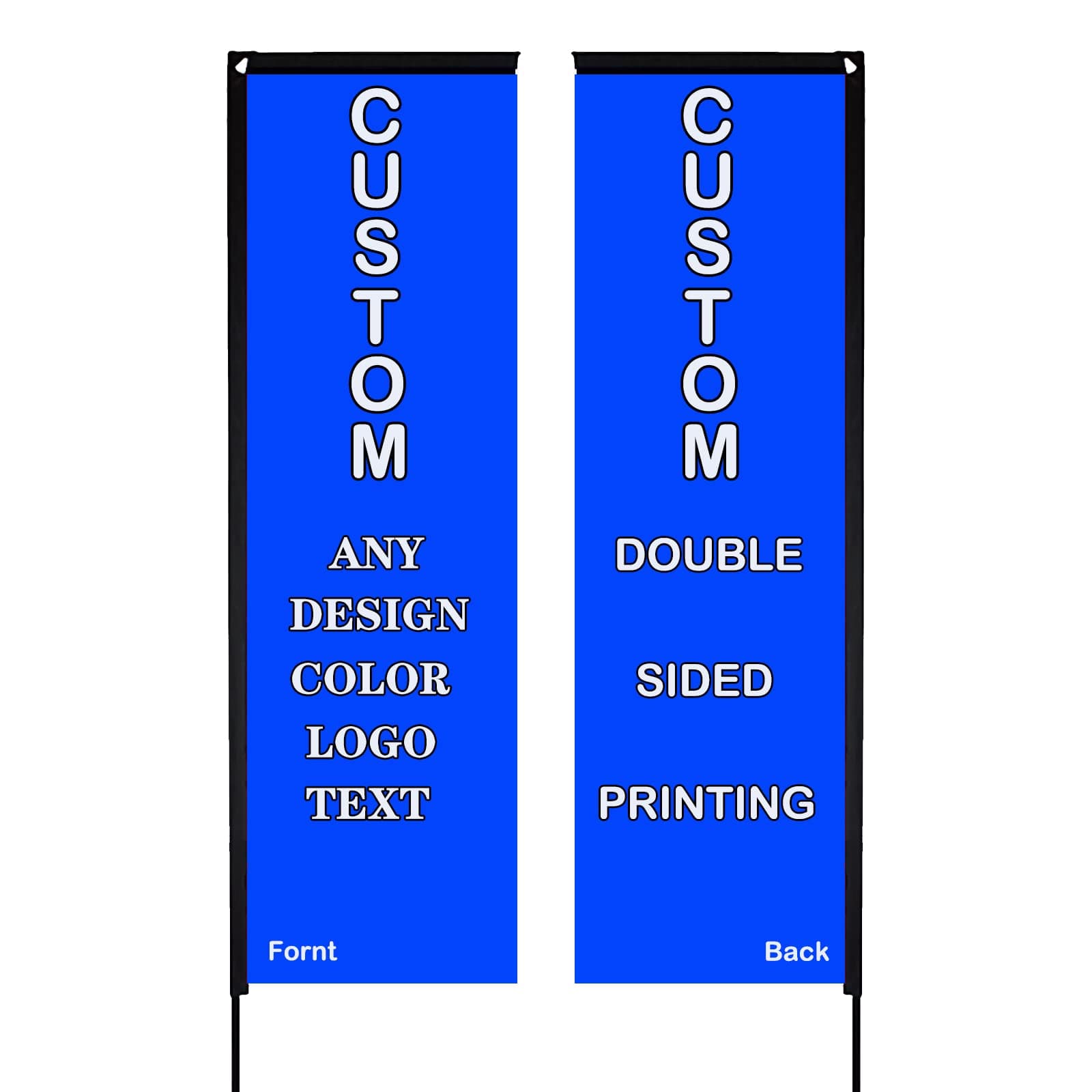 Custom Feather Flags, Personalized Double Sided Feather Flag Banner for Business Outside Advertising, Customized Your Own Logo Text Design (Rectangle Flag Set, 70x220cm/2.3x7.2FT)