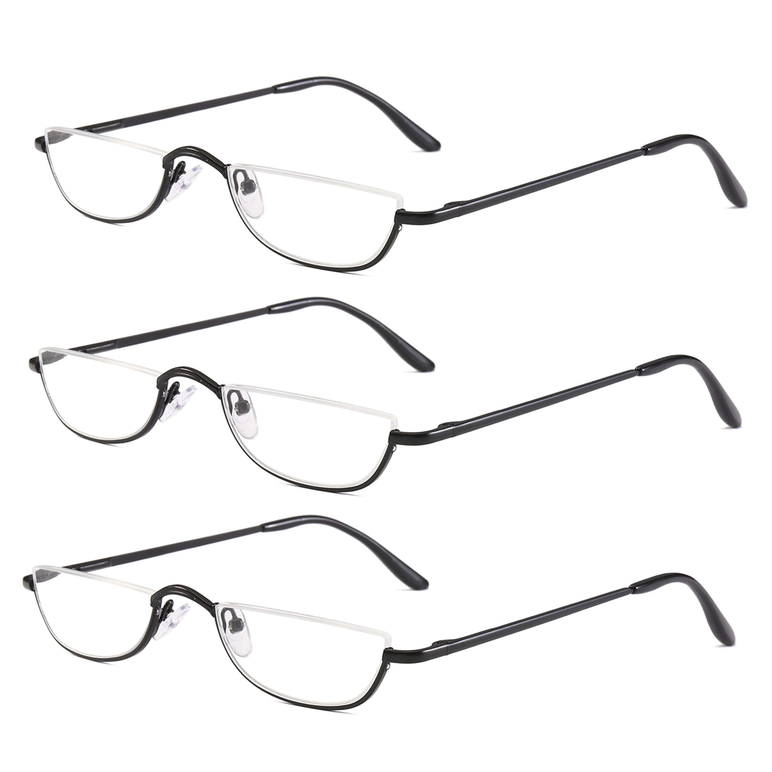 Half Frame Reading Glasses - Half Moon Readers with Spring Hinge for Women Men