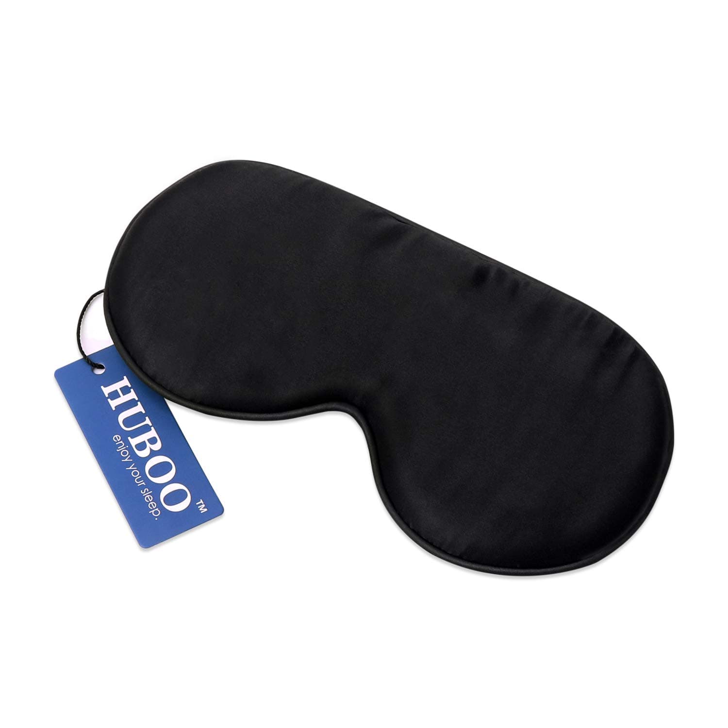 Sleep Mask Soft Natural Silk Eye Mask for Sleeping Blindfold Eye Covers with Double Adjustable Strap for Men and Women - Black