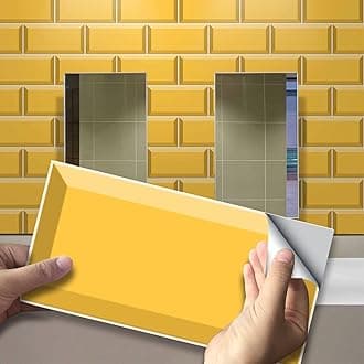 54Pcs Alwayspon Wall Tile Transfers Sticker for Home Decor, Peel and Stick Self-Adhesive Splashback, Stick on Tile Decals for Living Room Kitchen Bathroom Decor, Orange