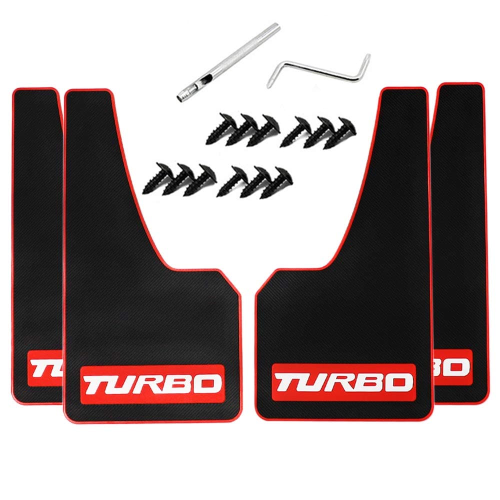 YUNM 4 pcs Car Rubber Mudguard Mud Flaps Splash Guards Rubber Mudguard for Sports Mud Flaps Guards Splash Front and Rear Universal (Turbo)