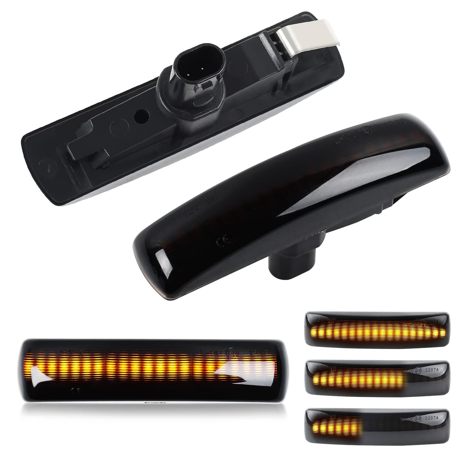 LED Turn Signal Indicator Dynamic Side Light, Lamps Amber Side Repeaters Marker CAN-bus Error Free Smoked Compatible with Lan-d Rove-r Discovery 3/4 Freelander 2 Sport（1 Pair）