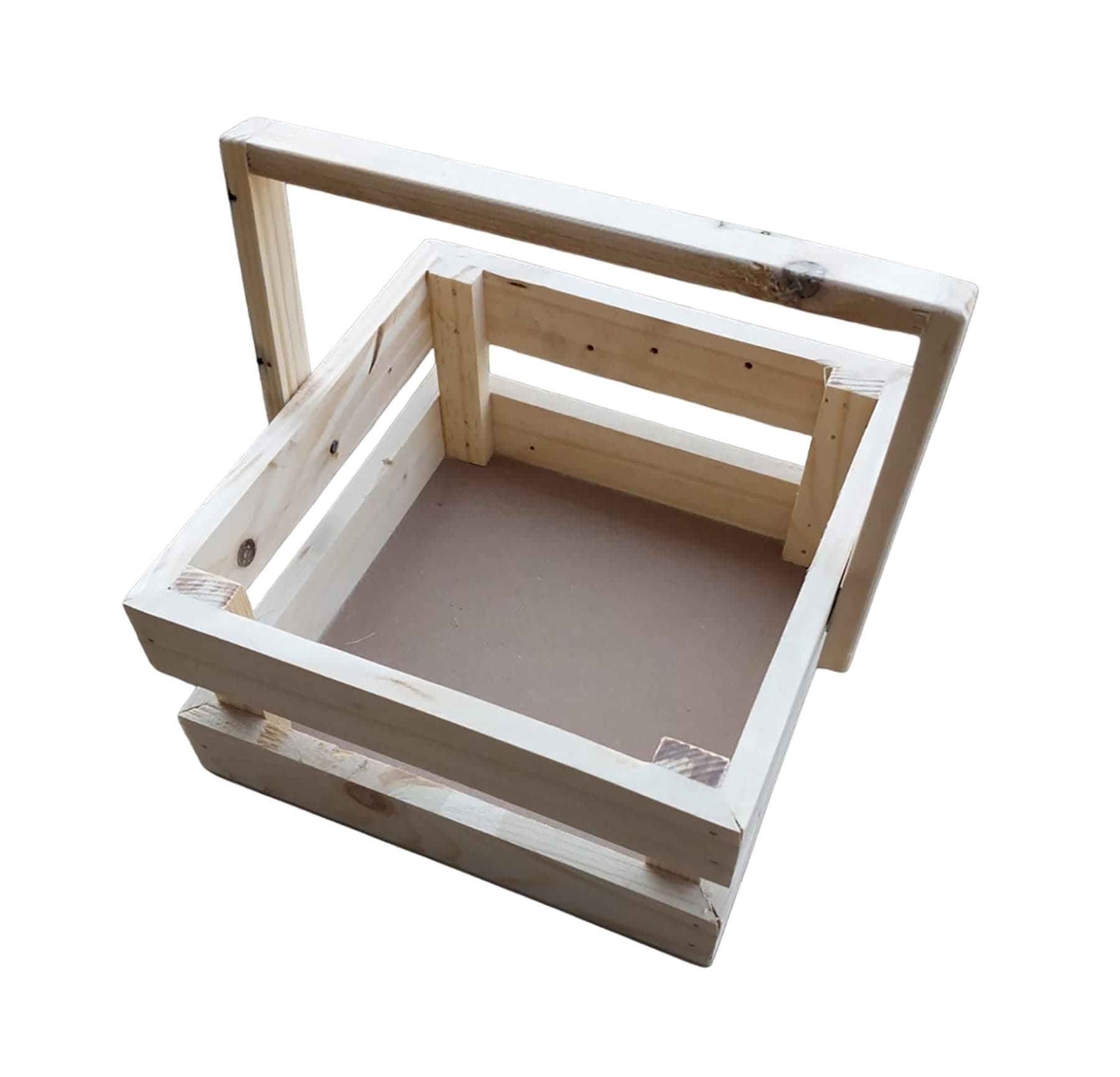 GLITZ Soild Wood Gift Basket Hamper with Flexible Handle Ideal for Making Gift Hampers | Fancy Handmade Basket ideal for Gifting Unique design (12x12 Inch)