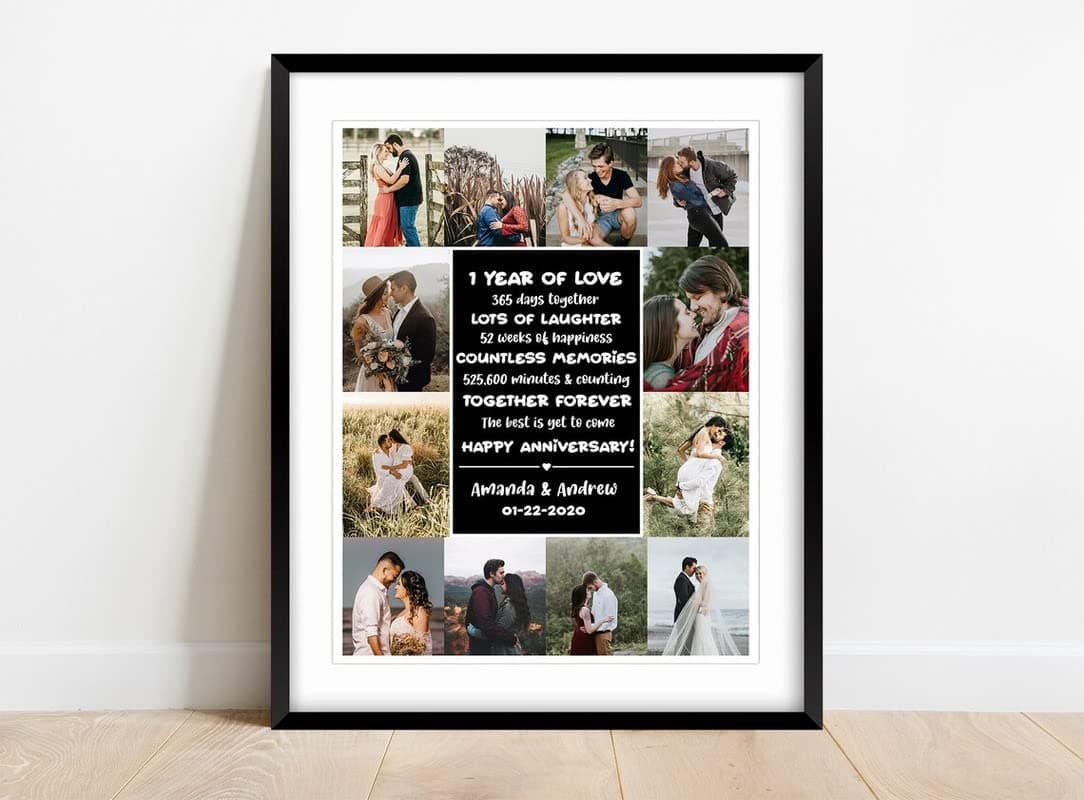 Wood One Pinch Customised Photo Collage Rectangular Frame for Friends - Wall Mount Personalized for Boyfriend, Wedding Photo Collage (12x18), Black