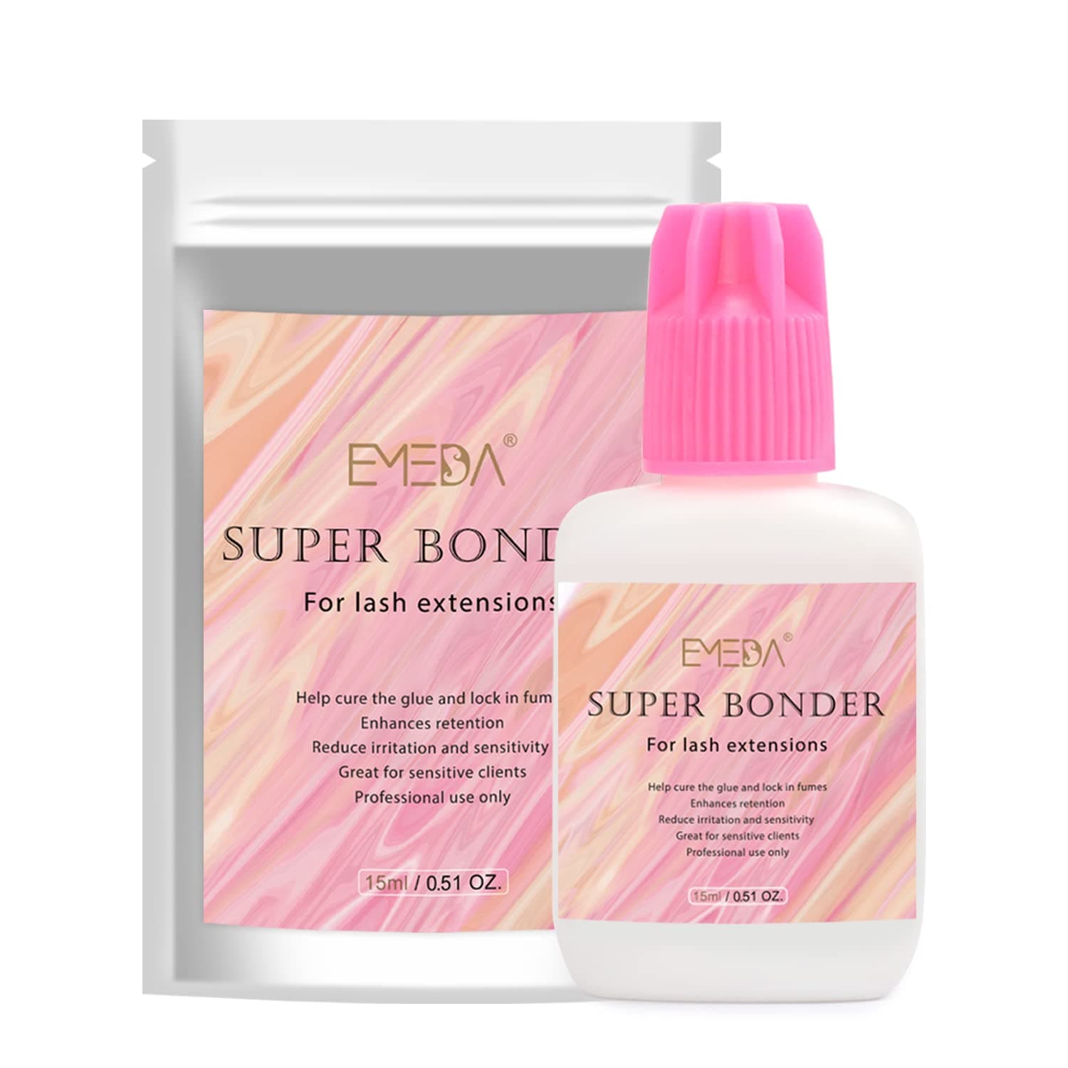 EMEDA Lash Bonder for Eyelash Extensions, Not Glue, Adhesive Accelerator and Sealer, Speeds up Drying Time, Adds Elasticity, Locks in Fume (15ml Super Bonder Sealant)