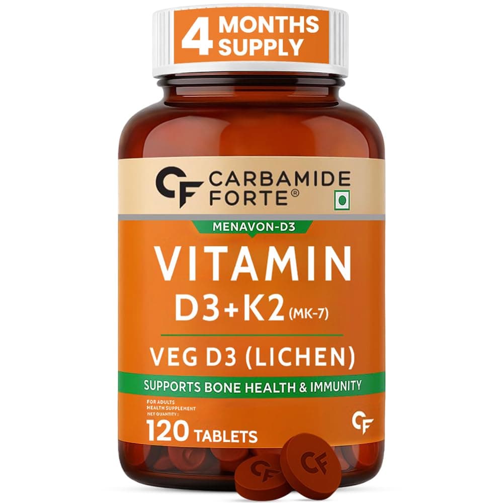 - Carbamide Forte Vitamin D Tablets | Vitamin D3 K2 Supplement to support Bone & Heart Health | Veg D3 Lichen -120 Tablets