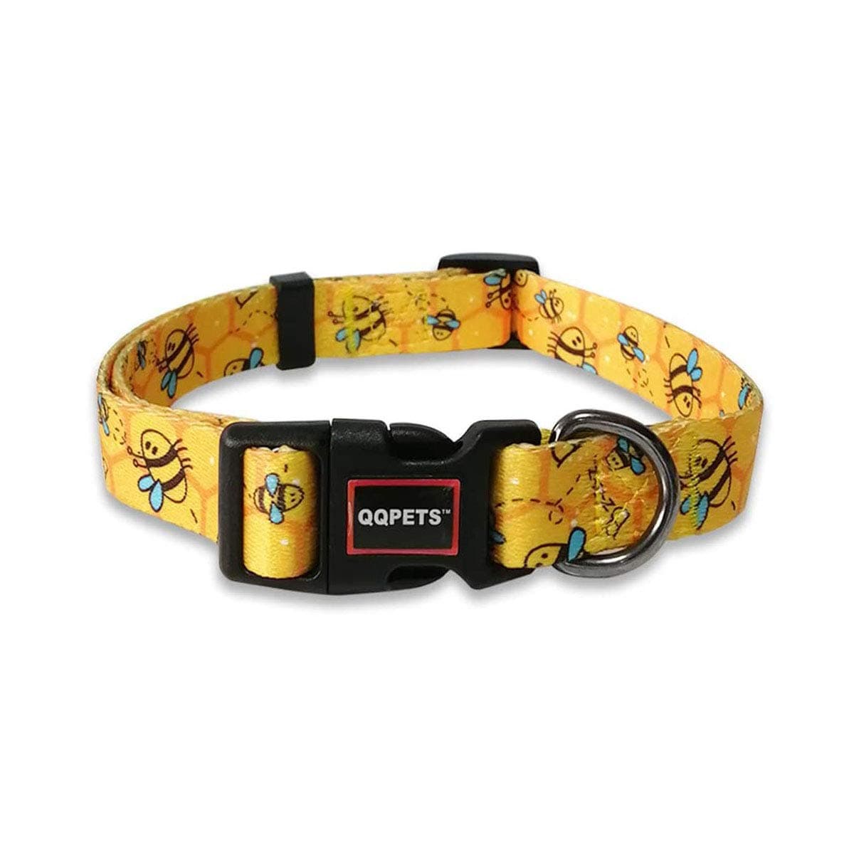 Dog Collar Personalized Adjustable Custom Basic Collars Soft Comfortable for Puppy Small Medium Large Dogs or Cats Outdoor Training Walking Running (L, Yellow Bee)