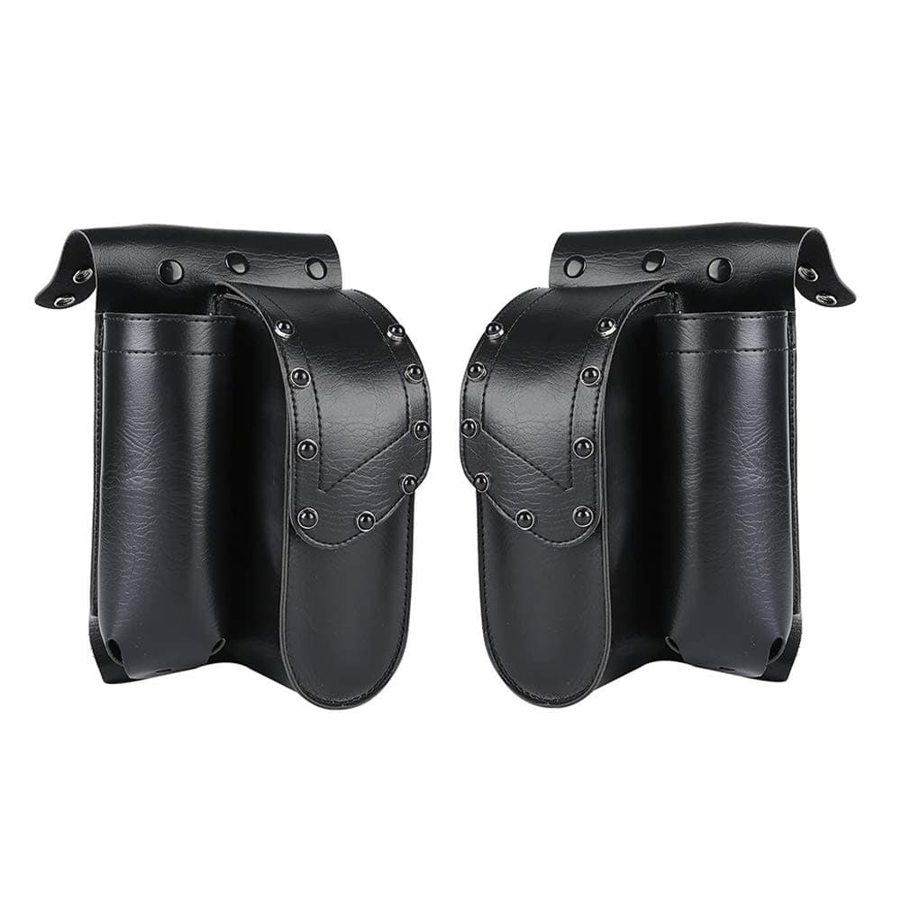 WOWTK Left and Right Side Saddlebag Guard Bag with Water Bottle Holder fits for Harley 1993-2024 Touring Road King Electra Glide Road Glide models equipped with Saddlebag Guards