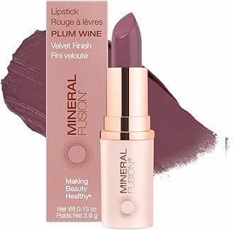 Mineral Fusion Lipstick, Vivid & Smudge-Free Lip Color with Avocado Oil, Cocoa Seed Butter & More, Long-Lasting Vegan Lipstick, FD&C Dye-Free, Cruelty-Free, Paraben-Free, Gluten Free, Plum Wine