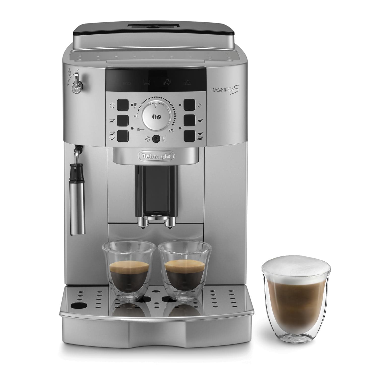 De'Longhi Fully Automatic Bean To Cup Coffee Machine With Built in Grinder, One Touch Espresso Cappuccino Latte Machiato Maker, Italian design, Best for Home & Office, ECAM22.110.SB, Silver
