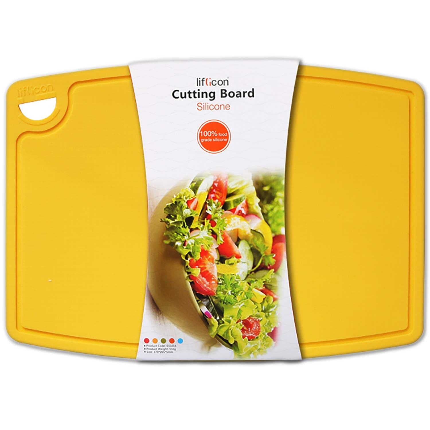 Liflicon Extra Large Thick Silicone Cutting Boards for Kitchen 14.6'' x 10.43'' Flexible Cutting Chopping Boards/Mats Non-slip Deep Drip Juice Groove, Dishwasher Safe-Yellow