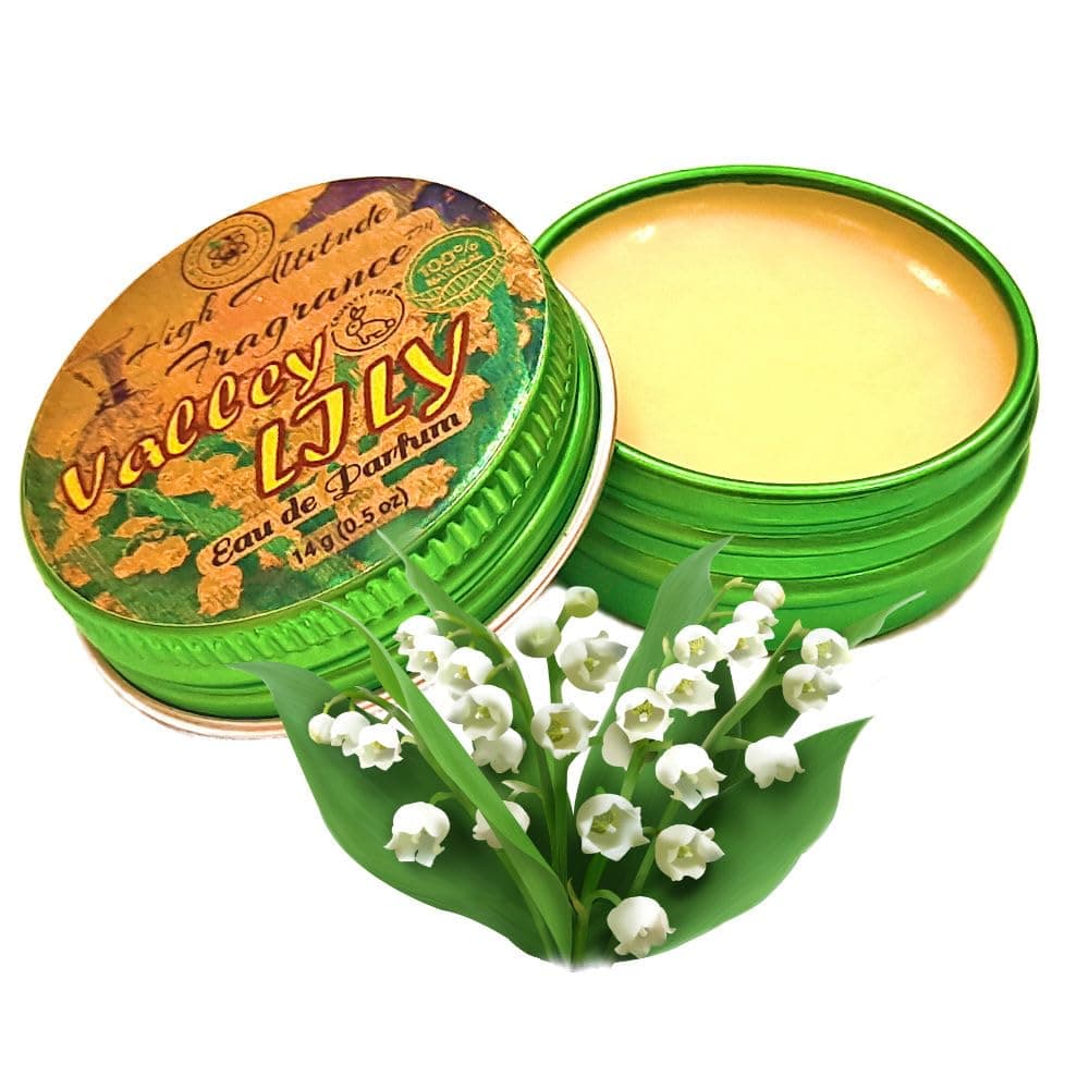 VALLEY LILY Perfume - Eau de Parfum - Solid Balm - Natural Essential Oils Aromatherapy Fragrance (Muguet, Fresh Lily, Mimosa, Cassie, Hyacinth, Green Tea) Travel Size, Party Guest Favors Gifts - 0.5oz