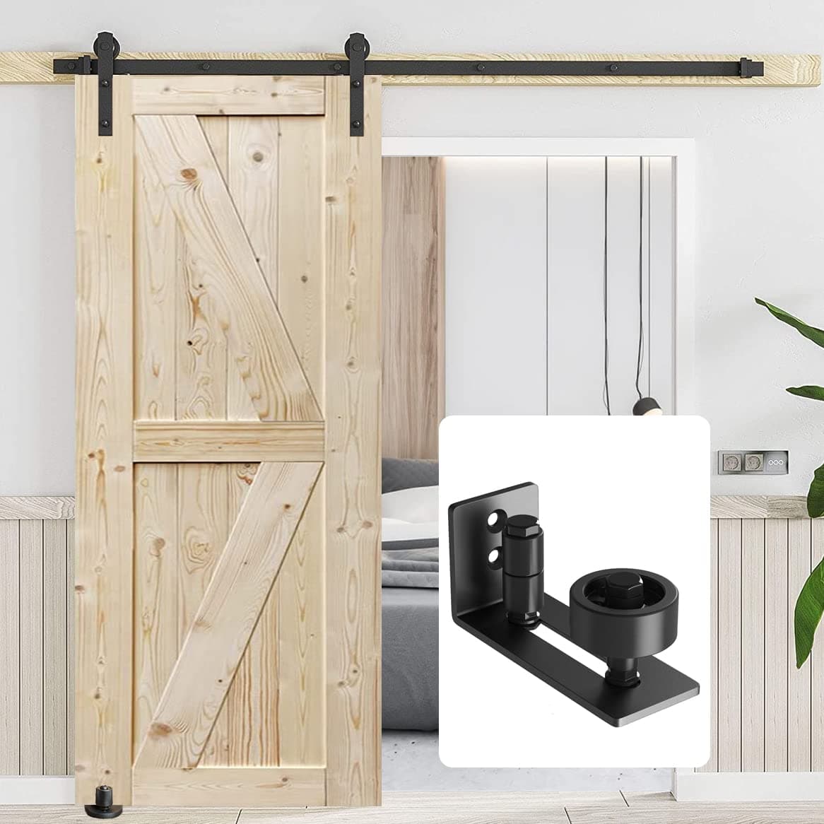 Masroo Sliding Barn Door Floor Guide for Bottom Adjustable Roller - 8 Setup Options for DIYers - Flush Design Bottom Flat Barn Door Floor Guide Stay Roller (1 Pack)