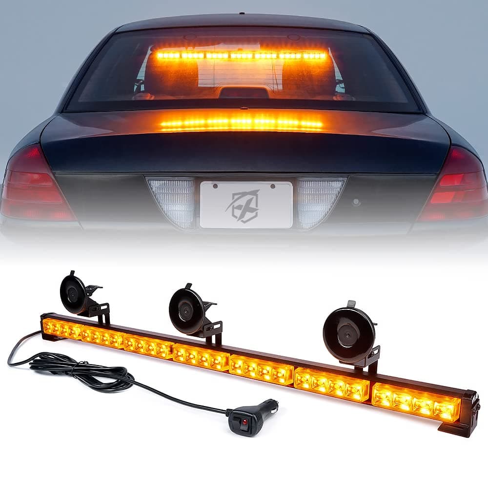Xprite 31.5 28 LED Yellow 7 Modes Traffic Advisor Emergency Warning Vehicle Strobe Light Bar Kit