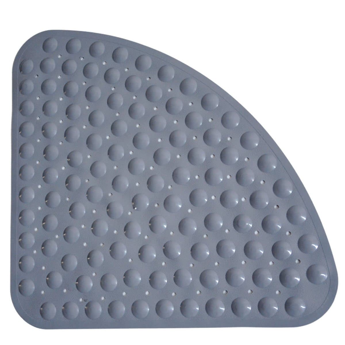 Sector Rubber Corner Shower Mat Anti-slip Quadrant Bath Mat Anti-Bacterial Suction Mat for Shower or Tub,Non-slip Bathtub Mat,53x53CM,Grey