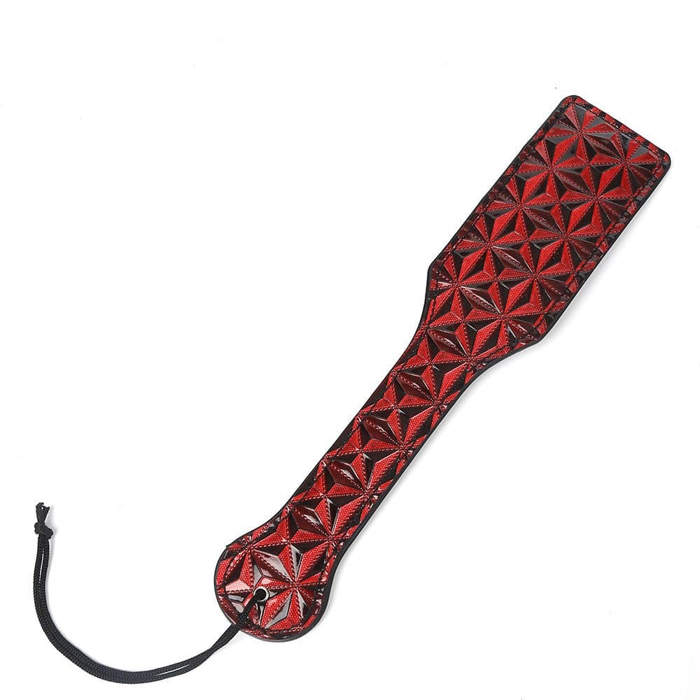 Red Leather Paddle with 3D Geometric patterns