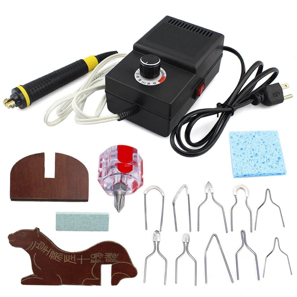 Tekchic Wood Burning Pyrography Set 110V 25W Adjustable Temperature Woodburner Machine for Wood Leather Suit Professional Beginner