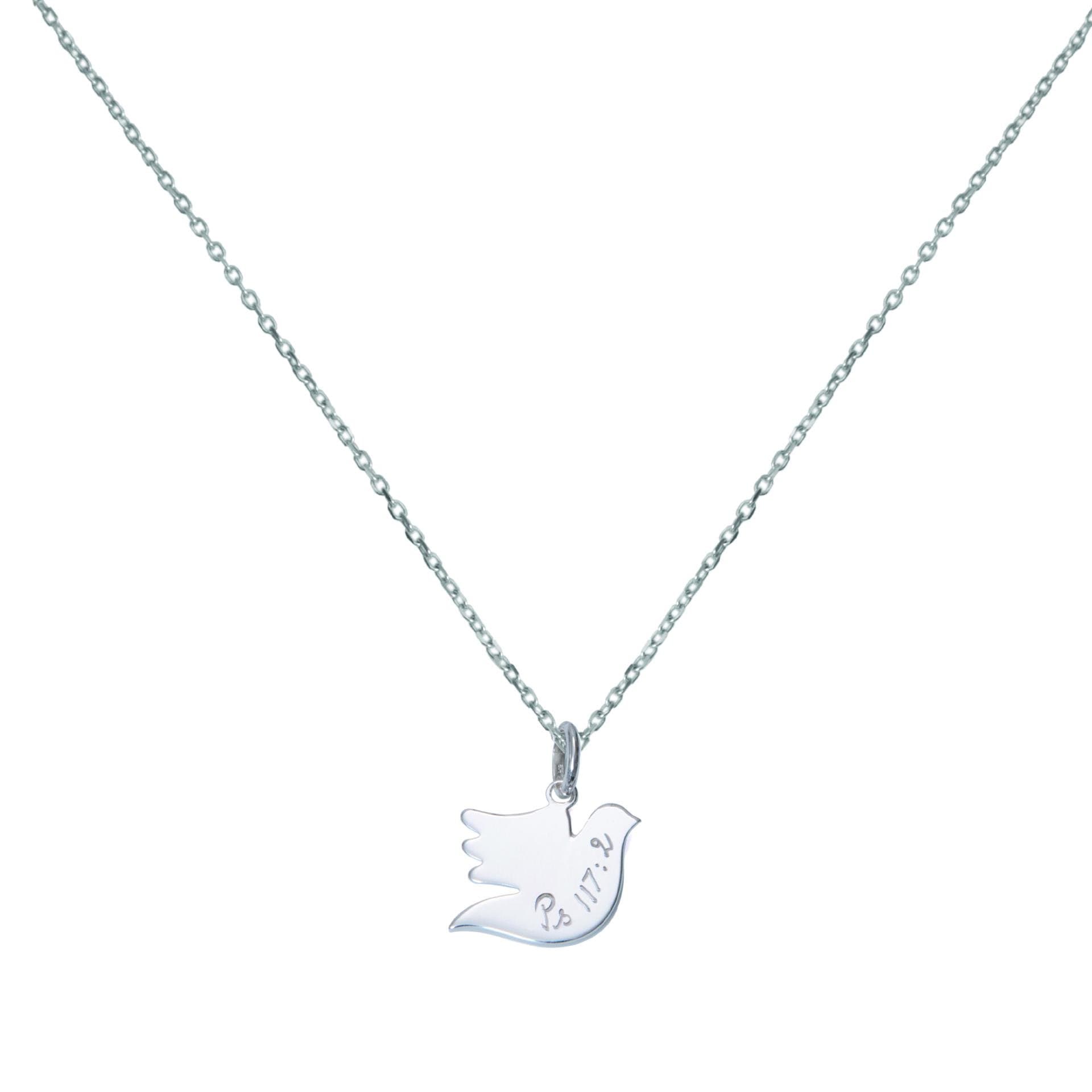 Personalised Necklace with Dove in Silver