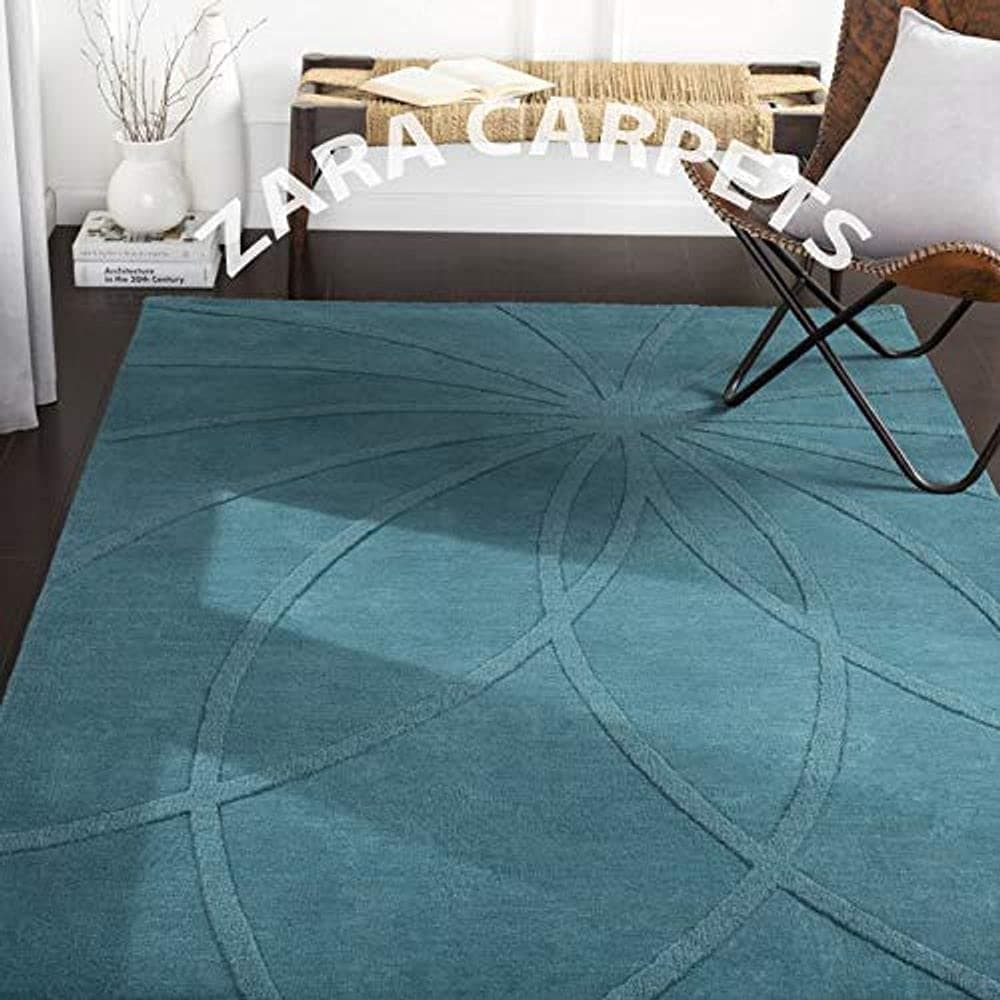 ZARA CARPETS; 'can change the floor ZARACARPETS Solid Plain Hand Made Rugs Runner Size 2 Feet by 6 Feet (2x6 feet) Teal Web
