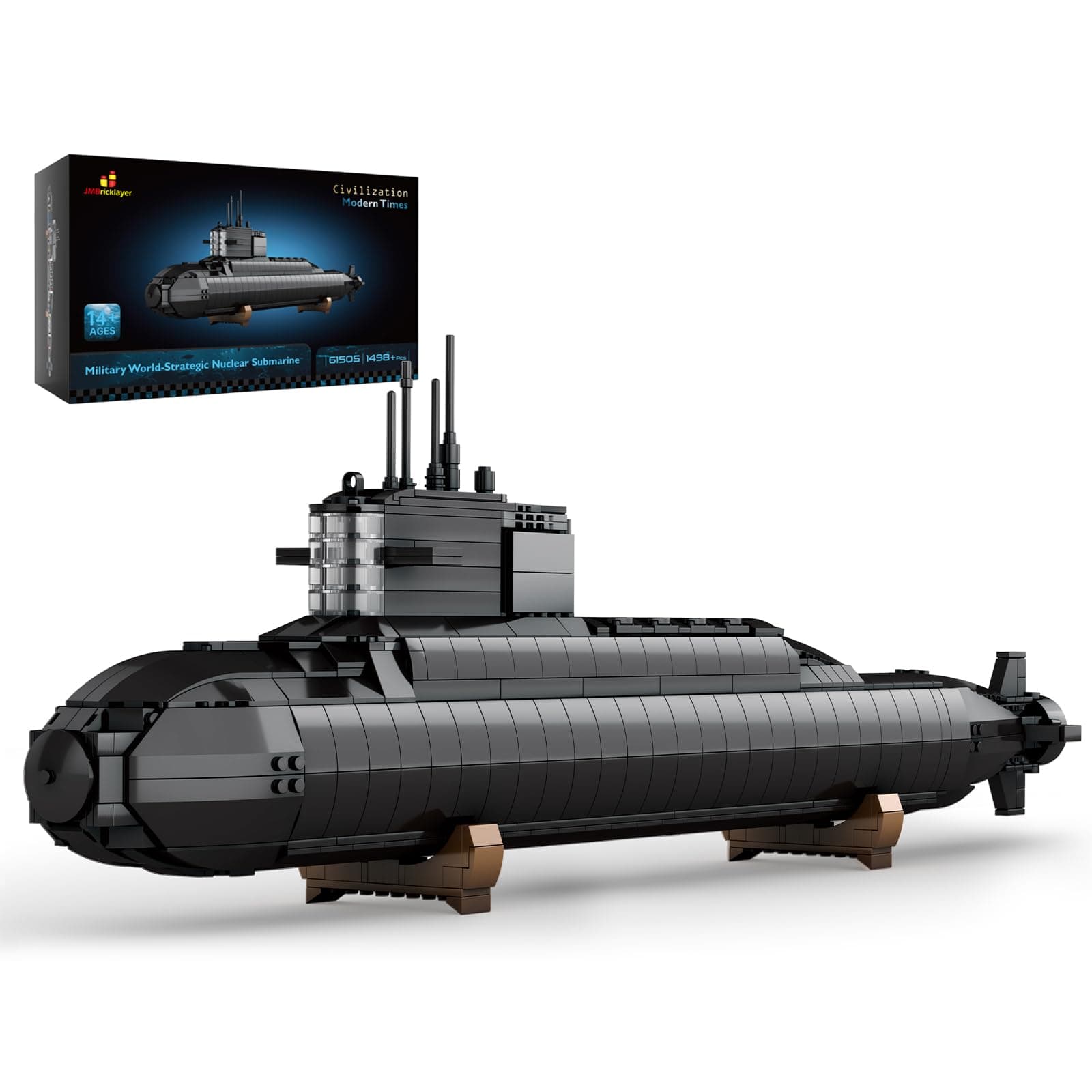 JMBricklayer Nuclear Submarine Building Blocks Sets with Lights, Military Type-094 Submarine Model Kits, WW2 Collectible Battleship Construction Toys Decor, Gifts for Adults Boys Teens 14+