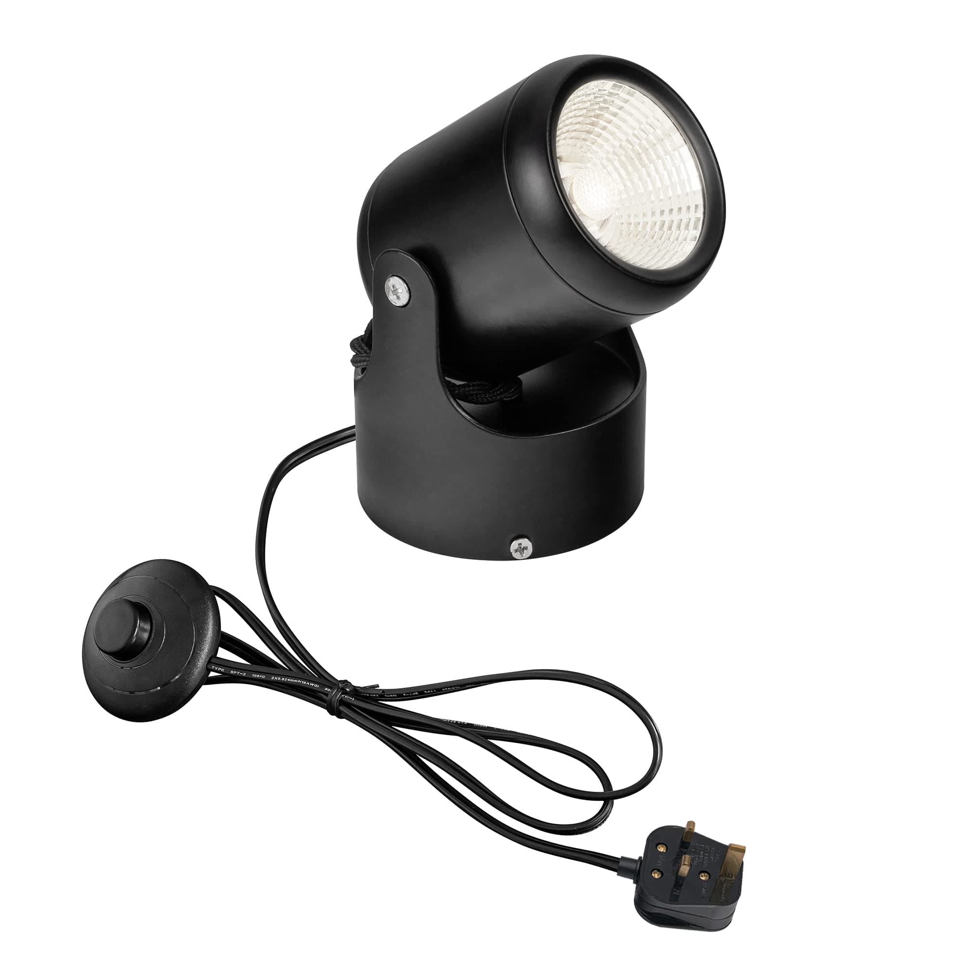 5 Wattage LED Accent Uplight with Plug-in Foot Control On Off Switch， Handheld Sized Portable Spot Light, Black