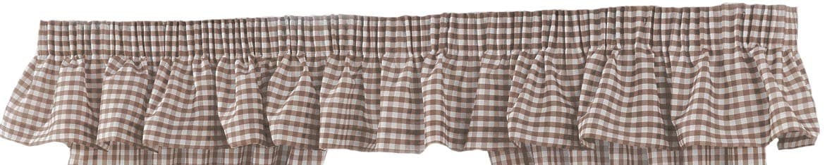 Country Look Gingham Check Oatmeal Unlined Readymade Curtain 3 Width (132in - 335 cm) Pelmet