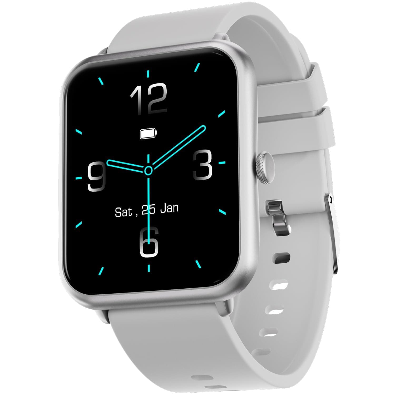 Fire-Boltt Ring Bluetooth Calling Smartwatch With Spo2 & 1.7” Metal Body With Blood Oxygen Monitoring, Continuous Heart Rate, Full Touch & Multiple Watch Faces (Grey), M (Bsw005)