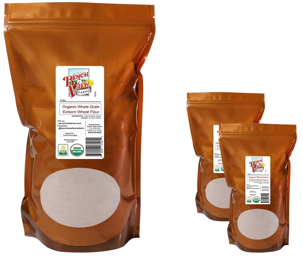 Organic Stone Ground Whole Wheat Einkorn Flour - 2lbs (Pack of 3)