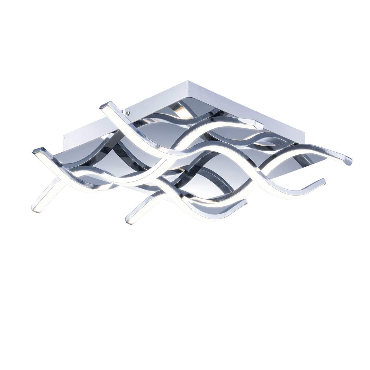 AUROLITE 4 LED Semi-Flush Ceiling Light, Polished Chrome Finish, 36 Watts 2500 Lumens, Natural White, Dimmable, Ideal for Living Room, Bedroom, Kitchen, Hallway, Hotel, B&B, Square 4000K [Energy Class A+]