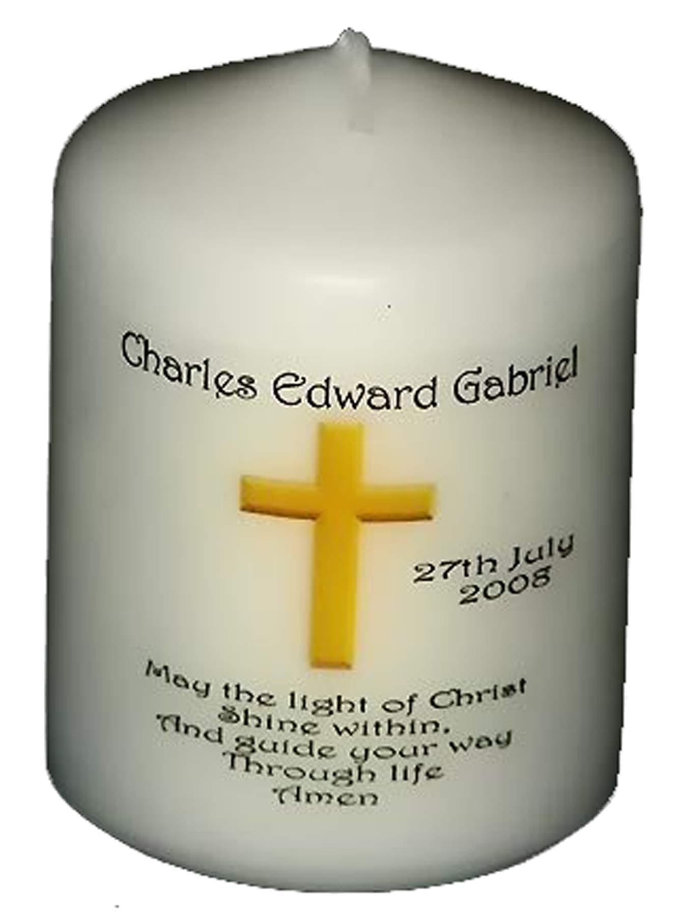 GFH PERSONALISED FIRST HOLY COMMUNION CROSS CANDLE