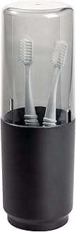 iDesign 28027 Austin Case, Metal and Plastic Stand with Cover, Regular and Electric Toothbrush Holder, Matte Black, 7.6 cm in diameter x 22.9 cm
