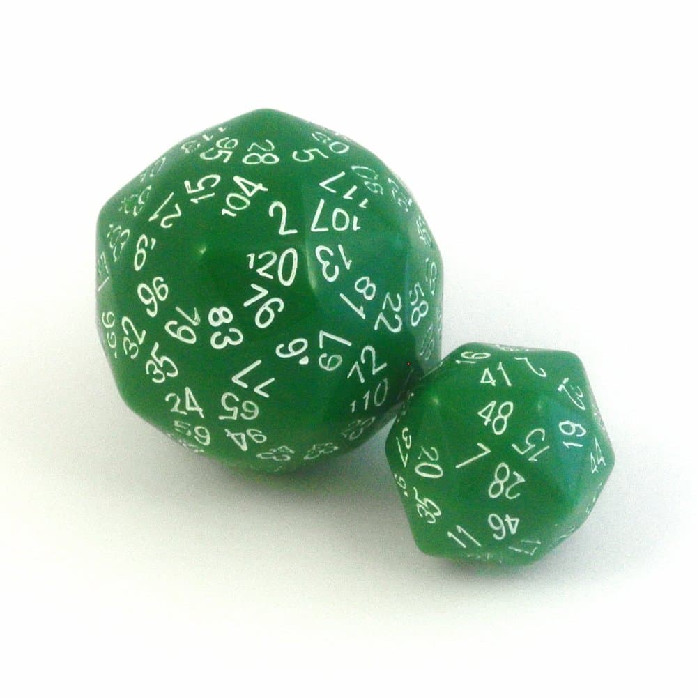 120-sided and 48-Sided Dice in Green