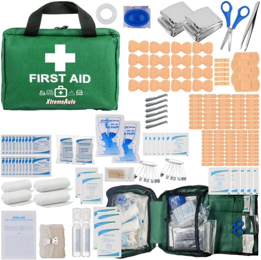 Xtremeauto 212 Piece Premium First Aid Kit - Jumbo First-Aid Kit Includes Eyewash, X2 Ice Packs, Emergency Medical Kits with Plasters & Essentials for Home, Office, Car, Sports, Camping, Business